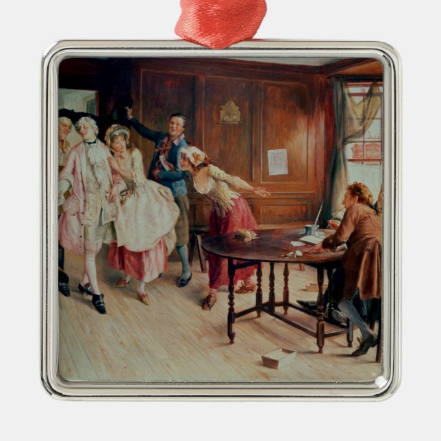 Marriage in Fleet Street, 1898 (oil on canvas) Metal Tree Decoration (Front)