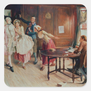 Marriage in Fleet Street, 1898 (oil on canvas) Square Sticker