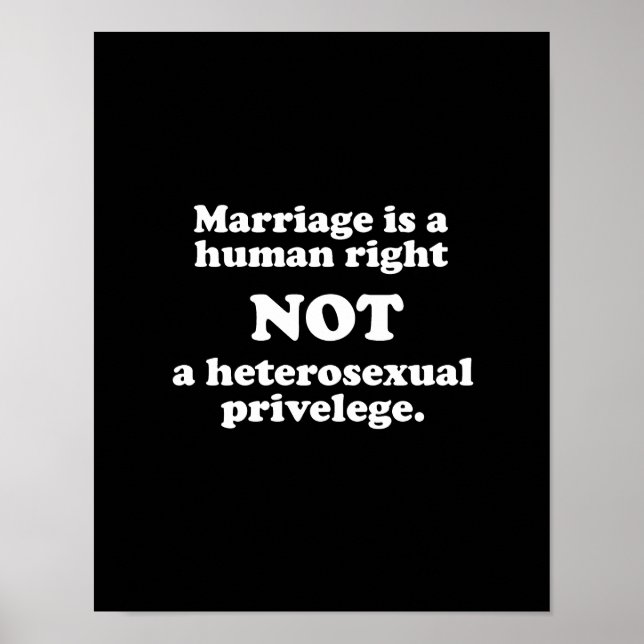 Marriage is a human right, not a heterosexual priv poster (Front)