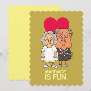 Marriage is fun - grumpy old couple cartoon brown card