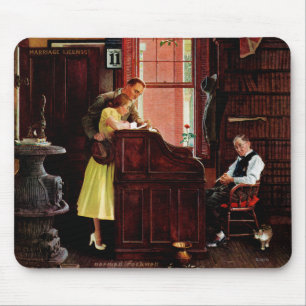 Marriage License by Norman Rockwell Mouse Mat