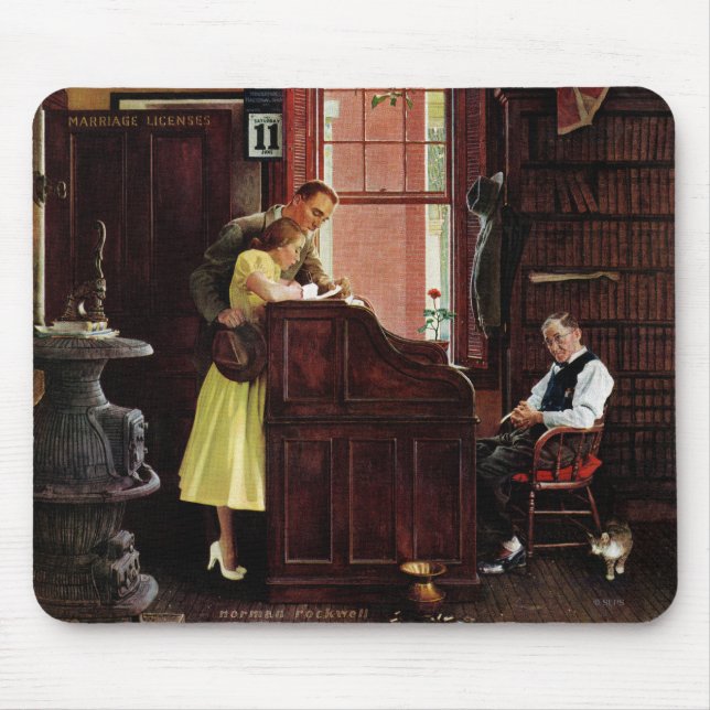 Marriage License by Norman Rockwell Mouse Mat (Front)