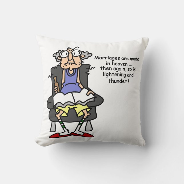 Marriage, Lightning, Thunder Humour Cushion (Front)