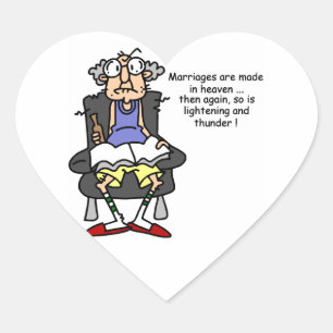 Marriage, Lightning, Thunder Humour Heart Sticker