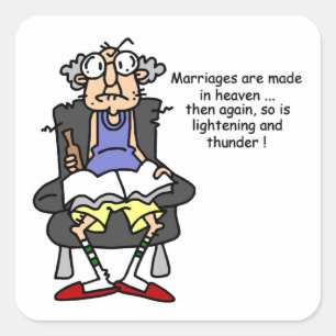 Marriage, Lightning, Thunder Humour Square Sticker
