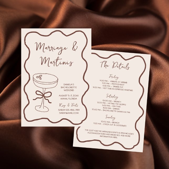 Marriage & Martinis Hand Drawn Bach Weekend Invitation (Marriage & Martinis Hand Drawn Bach Weekend Invitation)