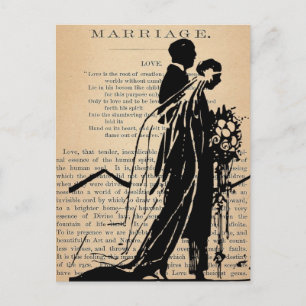 Marriage Poem by Longfellow Bride Groom Silhouette Postcard