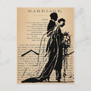 Marriage Poem by Longfellow Bride Groom Silhouette Postcard