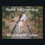 Marriage Proposal Marry Me Unique Photo Acrylic Jigsaw Puzzle<br><div class="desc">Make your marriage proposal romantic and memorable with a unique "Will You Marry Me" custom photo acrylic jigsaw puzzle with keepsake box. Picture and all wording are simple to personalise. (IMAGE PLACEMENT TIP: An easy way to centre a photo exactly how you want is to crop it before uploading to...</div>