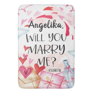 Marriage Proposal   Will You Marry Me? Custom Name Bath Mat