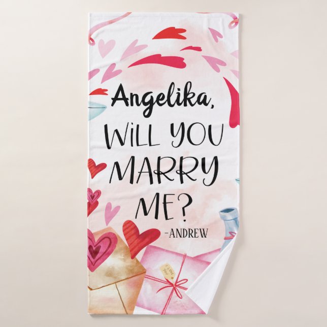 Marriage Proposal | Will You Marry Me? Custom Name Bath Towel (Bath Towel)