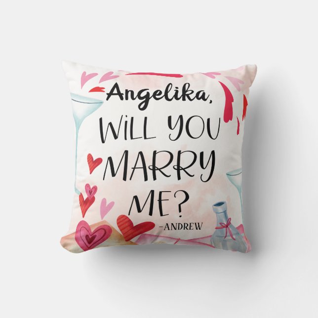 Marriage Proposal | Will You Marry Me? Custom Name Cushion (Front)