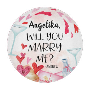 Marriage Proposal   Will You Marry Me? Custom Name Cutting Board