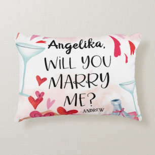 Marriage Proposal Will You Marry Me? Custom Name Decorative Cushion
