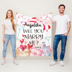 Marriage Proposal   Will You Marry Me? Custom Name Fleece Blanket