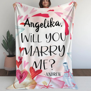 Marriage Proposal   Will You Marry Me? Custom Name Fleece Blanket