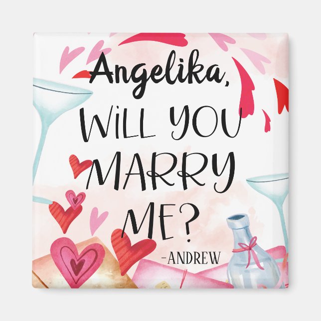 Marriage Proposal | Will You Marry Me? Custom Name Magnet (Front)