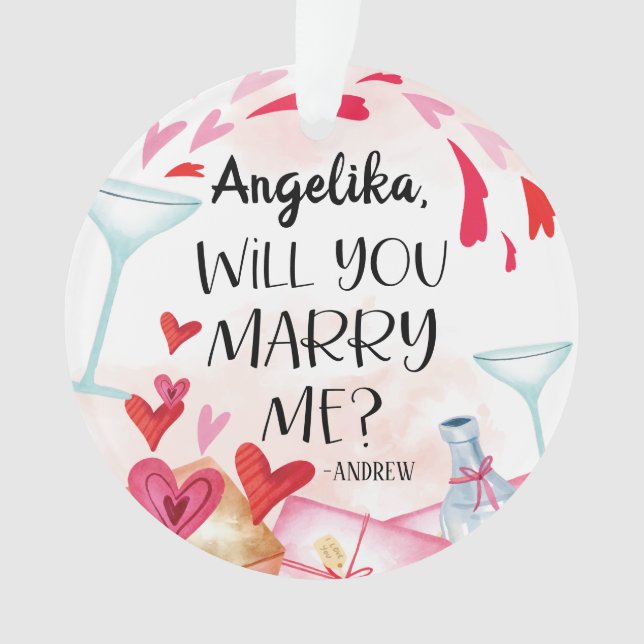 Marriage Proposal | Will You Marry Me? Custom Name Ornament (Front)