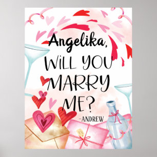 Marriage Proposal   Will You Marry Me? Custom Name Poster