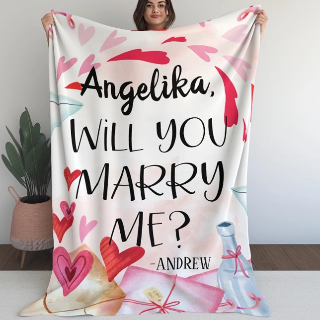 Marriage Proposal | Will You Marry Me? Custom Name Sherpa Blanket (Creator Uploaded)