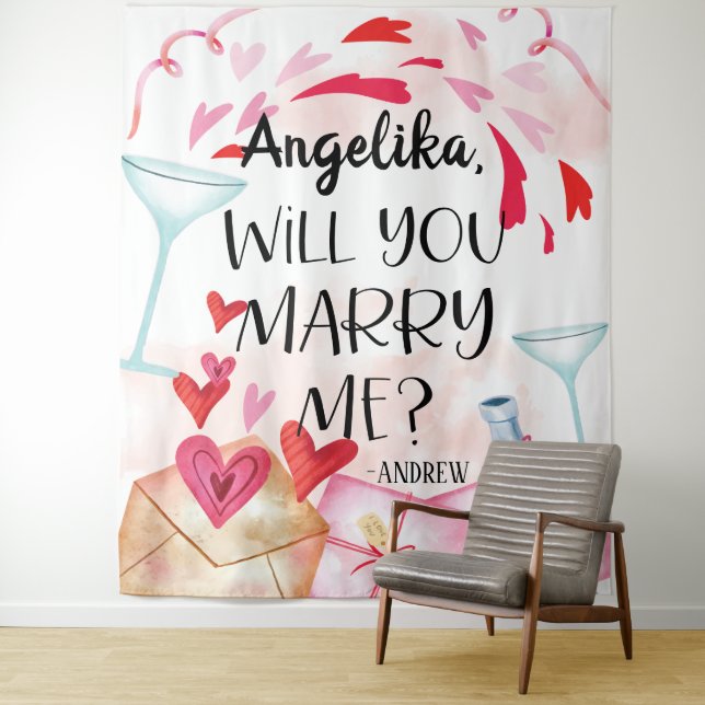 Marriage Proposal | Will You Marry Me? Custom Name Tapestry (In Situ)