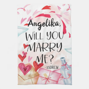 Marriage Proposal   Will You Marry Me? Custom Name Tea Towel