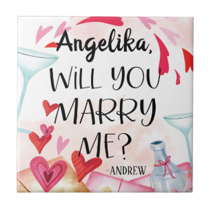 Marriage Proposal Will You Marry Me? Custom Name Tile