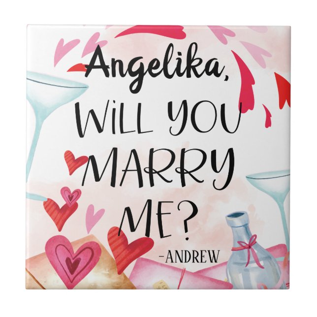 Marriage Proposal | Will You Marry Me? Custom Name Tile (Front)