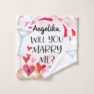 Marriage Proposal   Will You Marry Me? Custom Name Wash Cloth