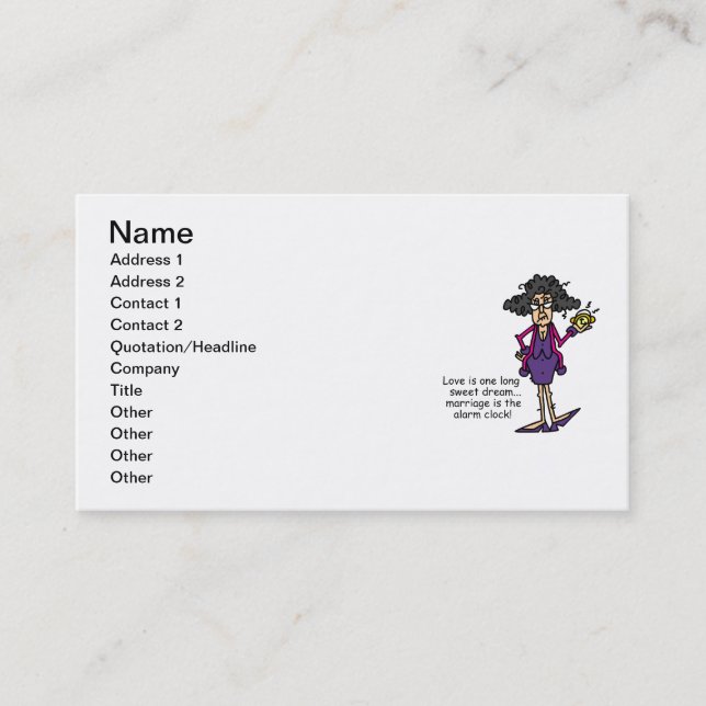 Marriage Rude Awakening Business Card (Front)