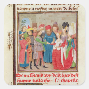 Marriage Scene Square Sticker