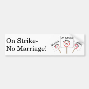 Marriage Strike Bumper Sticker-White Background Sticker