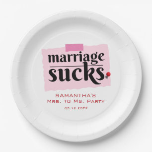 Marriage Sucks! Funny Divorce Announcement Party Paper Plate