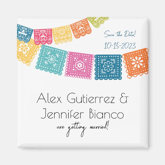Marriage - Wedding Papel Picado Save The Date Magnet (Front)