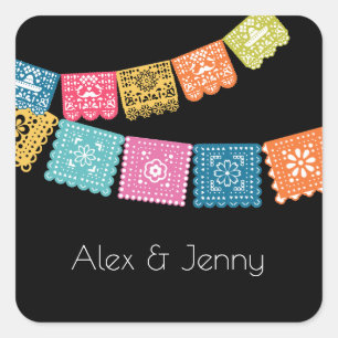 Marriage - Wedding Papel Picado  Wedding Favour Square Sticker