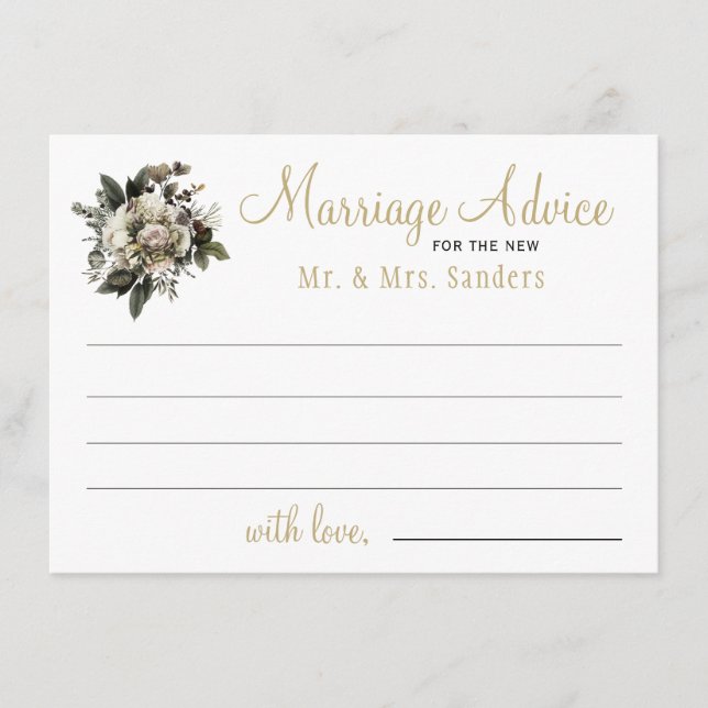 Marriage word of advice winter floral wedding card (Front)