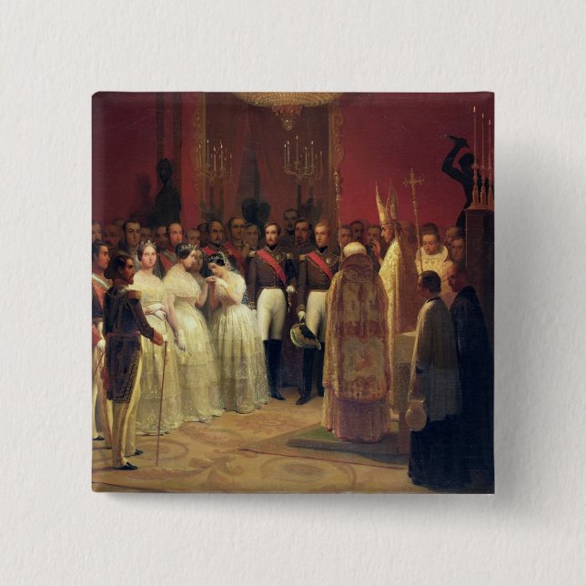 Marriages of Queen Isabella II 15 Cm Square Badge (Front)