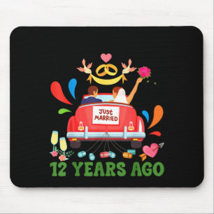 Married 12 years ago funny 12th anniversary couple mouse mat
