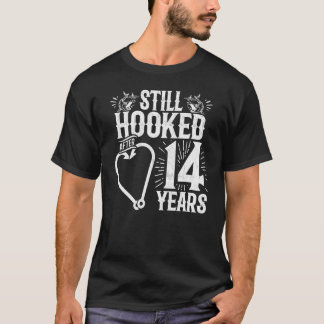 Married 14 Years - Fishing Couple - 14th Wedding A T-Shirt