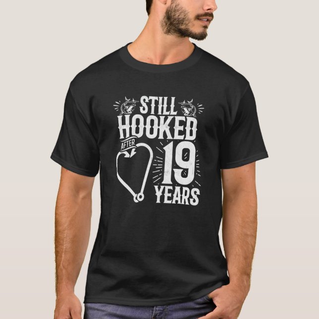 Married 19 Years - Fishing Couple - 19th Wedding A T-Shirt (Front)