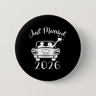 Married 2026 Wedding Rings Matching Couple 6 Cm Round Badge