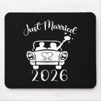 Married 2026 Wedding Rings Matching Couple Mouse Mat