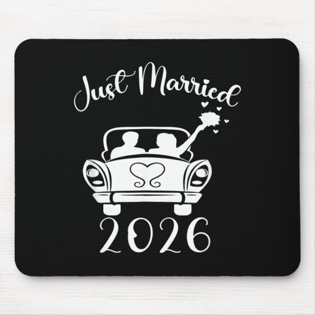 Married 2026 Wedding Rings Matching Couple Mouse Mat (Front)