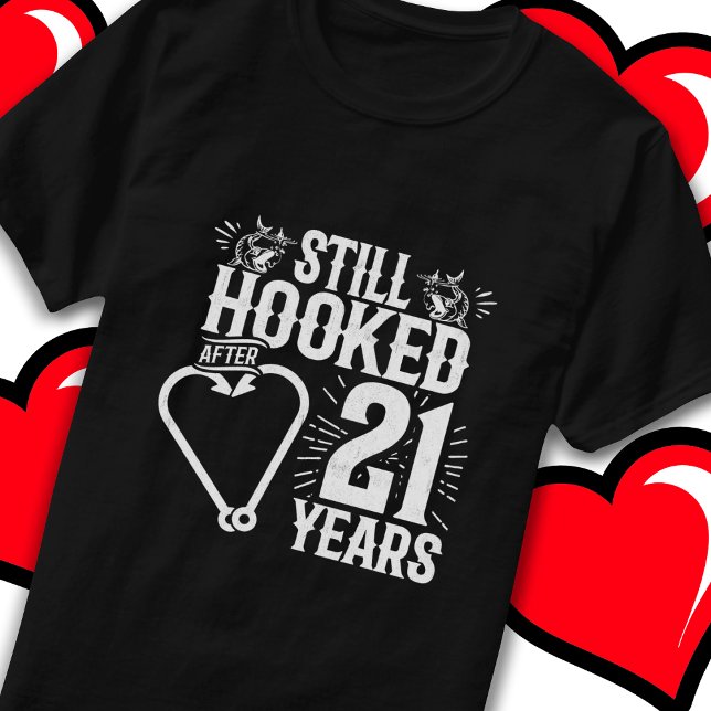 Married 21 Years Fishing Funny 21st Anniversary T-Shirt (Creator Uploaded)