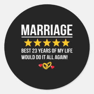 Married 23 Years 23Rd Wedding Anniversary Classic Round Sticker