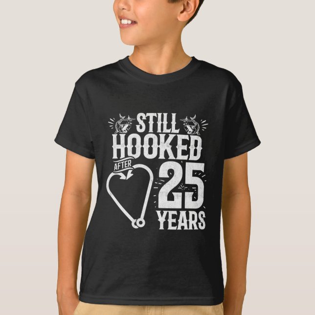 Married 25 Years - Fishing Couple - 25th Wedding A T-Shirt (Front)