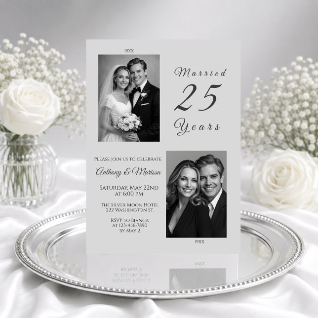 Married 25 Years Silver Wedding Anniversary Invitation (Creator Uploaded)