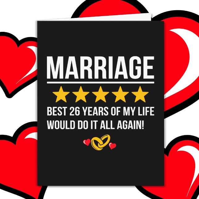 Married 26 Years Cute 26th Wedding Anniversary Card (Creator Uploaded)