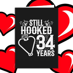 Married 34 Years Fishing Funny 34th Anniversary Card