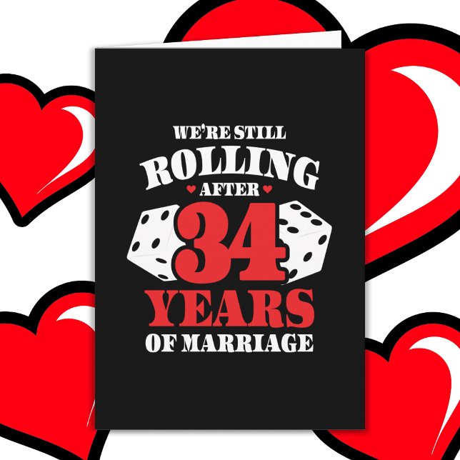 Married 34 Years Rolling Funny 34th Anniversary Card (Creator Uploaded)